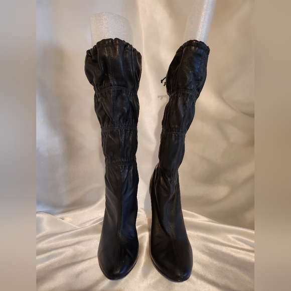 Jessica Simpson "Fisper" Soft Black Leather Tall Wedge Boot - Picture 2 of 3